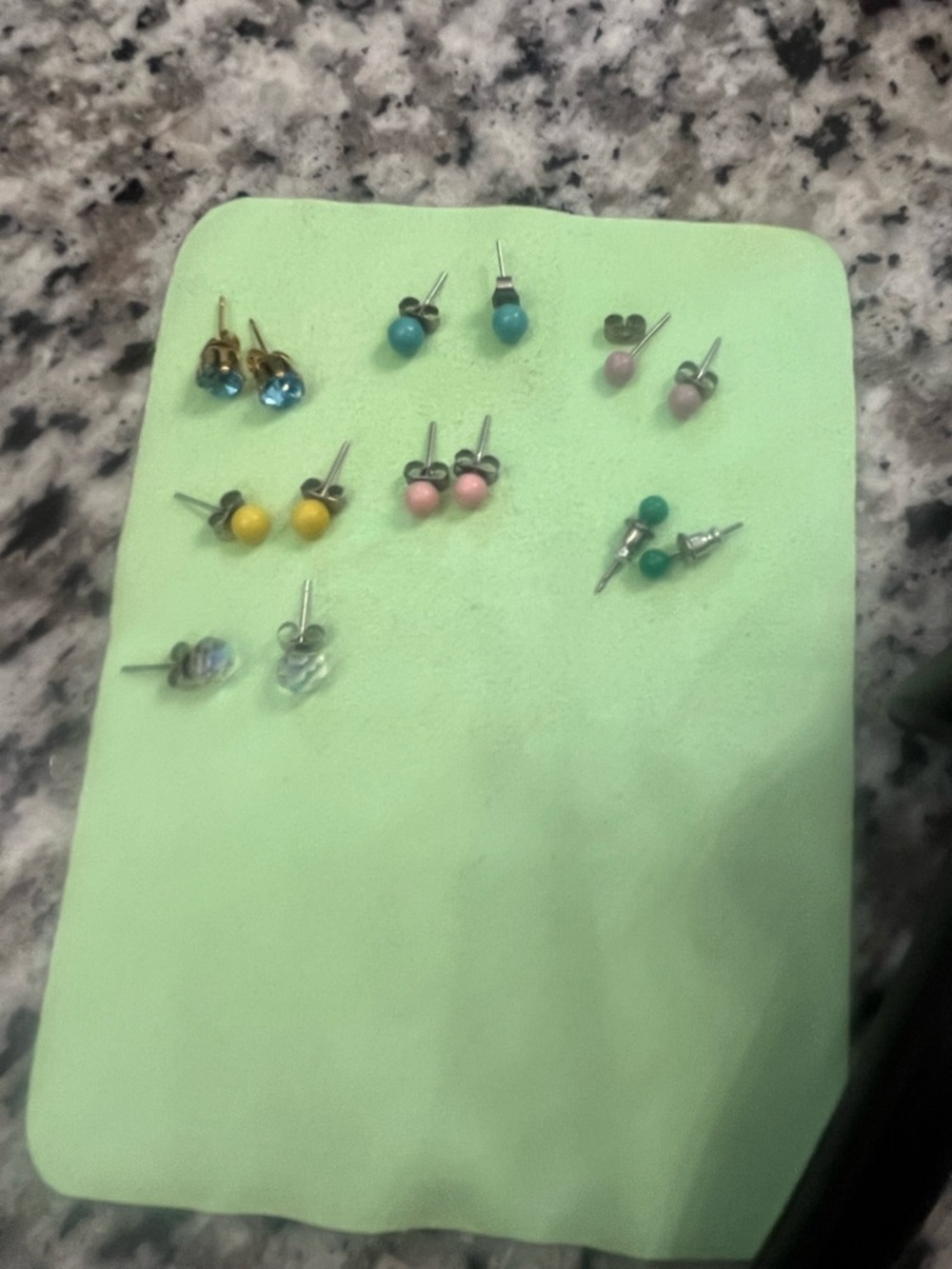 Assorted Color Stud Earring Set - Turquoise, Pink, Yellow, Green, Clear